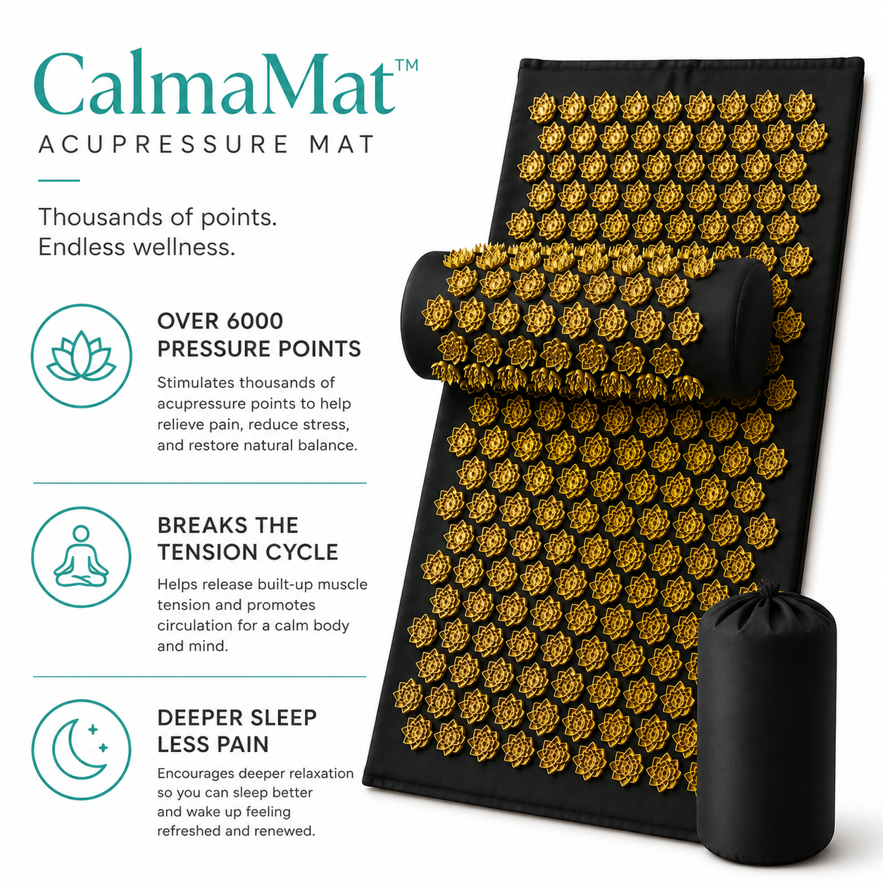 CalmaMat™ Acupressure Mat & Pillow Set